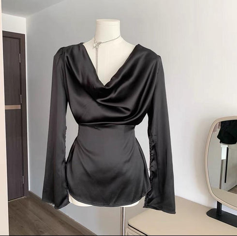 Satin Cowl Neck Top